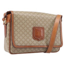 CELINE Macadam Shoulder Bag PVC Leather Beige Gold Tone Auth 198545-1