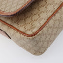 CELINE Macadam Shoulder Bag PVC Leather Beige Gold Tone Auth 198545-15