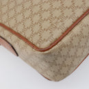 CELINE Macadam Shoulder Bag PVC Leather Beige Gold Tone Auth 198545-17