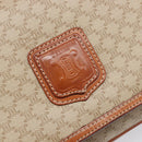 CELINE Macadam Shoulder Bag PVC Leather Beige Gold Tone Auth 198545-18