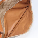 CELINE Macadam Shoulder Bag PVC Leather Beige Gold Tone Auth 198545-22