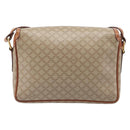 CELINE Macadam Shoulder Bag PVC Leather Beige Gold Tone Auth 198545-2