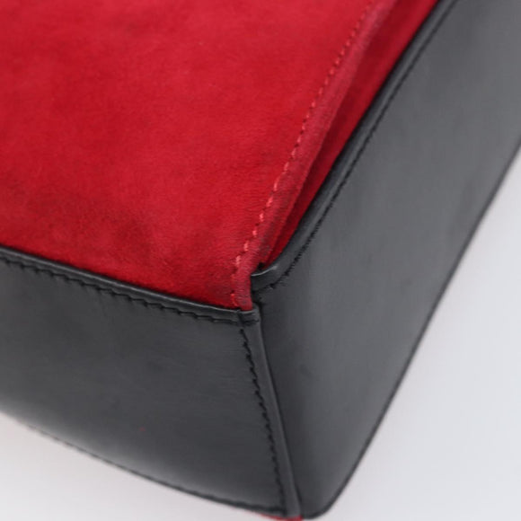 CELINE Circle Shoulder Bag Suede Red Gold Auth 198547A