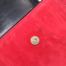 CELINE Circle Shoulder Bag Suede Red Gold Auth 198547A-10