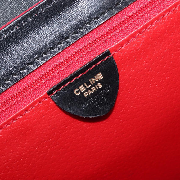 CELINE Circle Shoulder Bag Suede Red Gold Auth 198547A