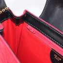 CELINE Circle Shoulder Bag Suede Red Gold Auth 198547A-21