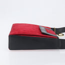 CELINE Circle Shoulder Bag Suede Red Gold Auth 198547A-3