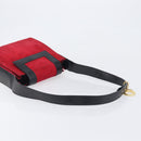CELINE Circle Shoulder Bag Suede Red Gold Auth 198547A-7