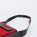 CELINE Circle Shoulder Bag Suede Red Gold Auth 198547A-14