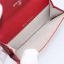 CELINE Matelasse Card Case Patent Red Silver Auth 198555-11