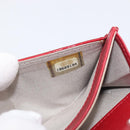 CELINE Matelasse Card Case Patent Red Silver Auth 198555-12
