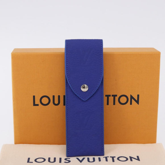 LOUIS VUITTON Monogram Emboss Pen Case Blue GI1199 LV Auth 198556M