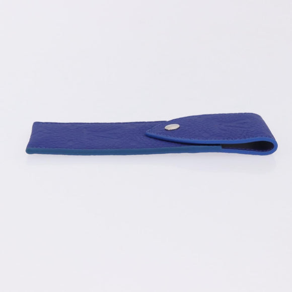 LOUIS VUITTON Monogram Emboss Pen Case Blue GI1199 LV Auth 198556M