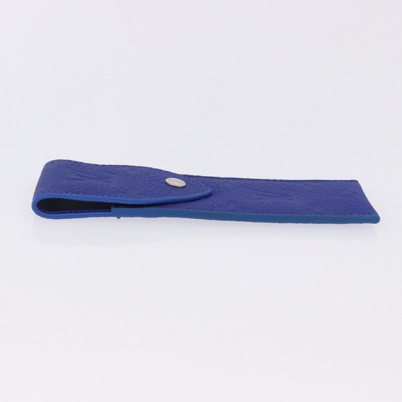 LOUIS VUITTON Monogram Emboss Pen Case Blue GI1199 LV Auth 198556M