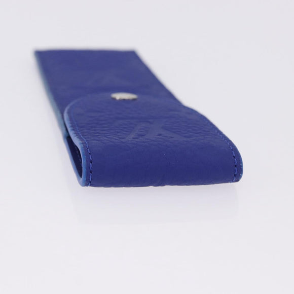 LOUIS VUITTON Monogram Emboss Pen Case Blue GI1199 LV Auth 198556M