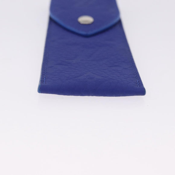 LOUIS VUITTON Monogram Emboss Pen Case Blue GI1199 LV Auth 198556M