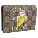 GUCCI BNF GG Supreme Compact Wallet PVC Leather Beige Yellow 701009 Auth 198557M-1