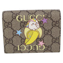 GUCCI BNF GG Supreme Compact Wallet PVC Leather Beige Yellow 701009 Auth 198557M-13