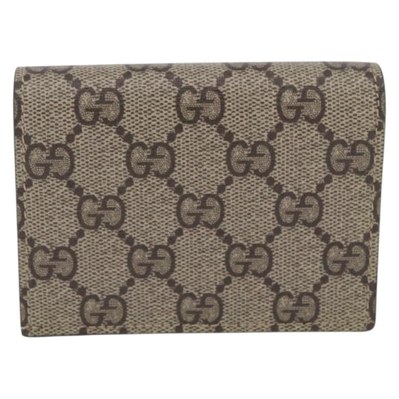 GUCCI BNF GG Supreme Compact Wallet PVC Leather Beige Yellow 701009 Auth 198557M