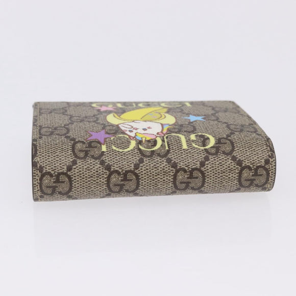 GUCCI BNF GG Supreme Compact Wallet PVC Leather Beige Yellow 701009 Auth 198557M