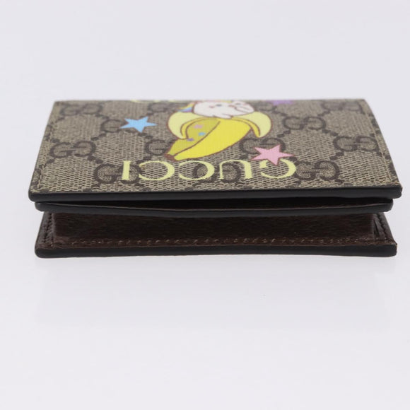 GUCCI BNF GG Supreme Compact Wallet PVC Leather Beige Yellow 701009 Auth 198557M