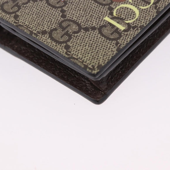 GUCCI BNF GG Supreme Compact Wallet PVC Leather Beige Yellow 701009 Auth 198557M