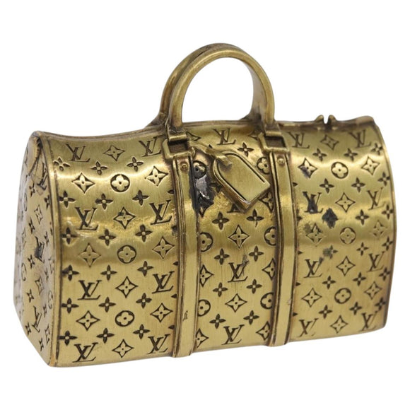 LOUIS VUITTON Monogram Keepall Motif Paperweight Metal Gold Tone LV Auth 198558A
