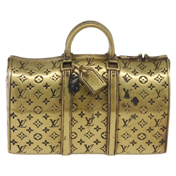LOUIS VUITTON Monogram Keepall Motif Paperweight Metal Gold Tone LV Auth 198558A