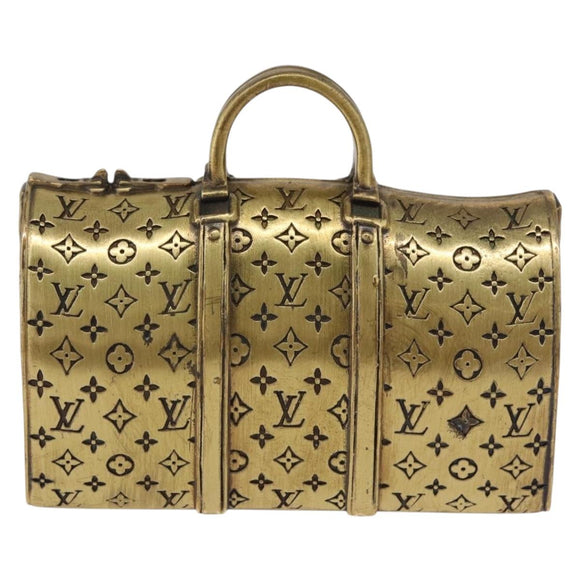 LOUIS VUITTON Monogram Keepall Motif Paperweight Metal Gold Tone LV Auth 198558A
