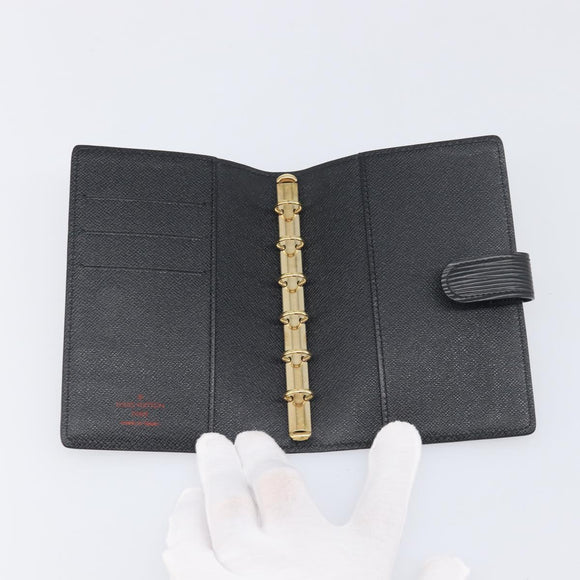 LOUIS VUITTON Epi Agenda PM Day Planner Cover Black R20052 LV Auth 198564A