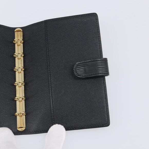 LOUIS VUITTON Epi Agenda PM Day Planner Cover Black R20052 LV Auth 198564A