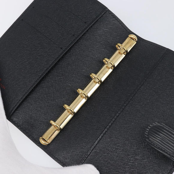 LOUIS VUITTON Epi Agenda PM Day Planner Cover Black R20052 LV Auth 198564A
