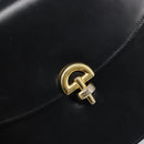 CELINE Shoulder Bag Leather Black Gold Auth 198571-14
