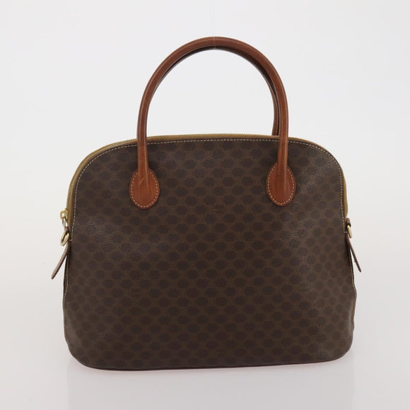 CELINE Macadam Canvas Shoulder Bag PVC Leather 3 Set Brown Beige Auth 198572