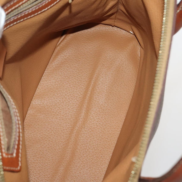 CELINE Macadam Canvas Shoulder Bag PVC Leather 3 Set Brown Beige Auth 198572