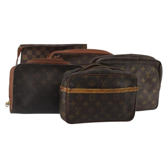 LOUIS VUITTON Monogram Damier Ebene Clutch Bag 5 Set LV Auth 198575