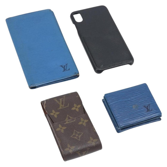 LOUIS VUITTON Epi For iPhone Xs Max Cell Phone Case 4 Set Blue Black Auth 198576