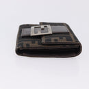 FENDI Zucca Canvas Wallet Nylon 2 Set Brown Black Auth 198577-4