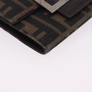 FENDI Zucca Canvas Wallet Nylon 2 Set Brown Black Auth 198577-7
