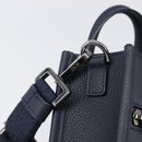 Christian Dior North South Hand Bag Leather 2way Navy Silver Auth 198600M-18