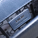 Christian Dior North South Hand Bag Leather 2way Navy Silver Auth 198600M-19