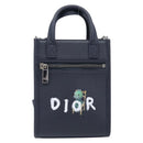 Christian Dior North South Hand Bag Leather 2way Navy Silver Auth 198600M-2