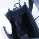 Christian Dior North South Hand Bag Leather 2way Navy Silver Auth 198600M-21