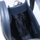 Christian Dior North South Hand Bag Leather 2way Navy Silver Auth 198600M-22