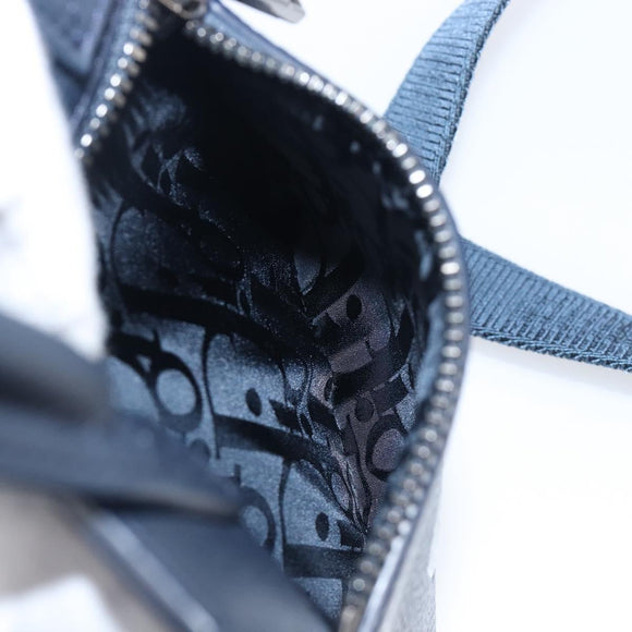 Christian Dior North South Hand Bag Leather 2way Navy Silver Auth 198600M