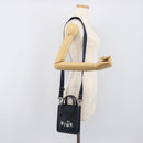 Christian Dior North South Hand Bag Leather 2way Navy Silver Auth 198600M-25