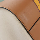 LOEWE Hammock Small Hand Bag Canvas Leather 2way Beige Silver Auth 198601M-18