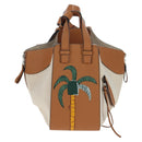 LOEWE Hammock Small Hand Bag Canvas Leather 2way Beige Silver Auth 198601M-13