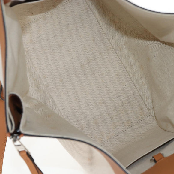 LOEWE Hammock Small Hand Bag Canvas Leather 2way Beige Silver Auth 198601M