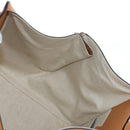LOEWE Hammock Small Hand Bag Canvas Leather 2way Beige Silver Auth 198601M-27